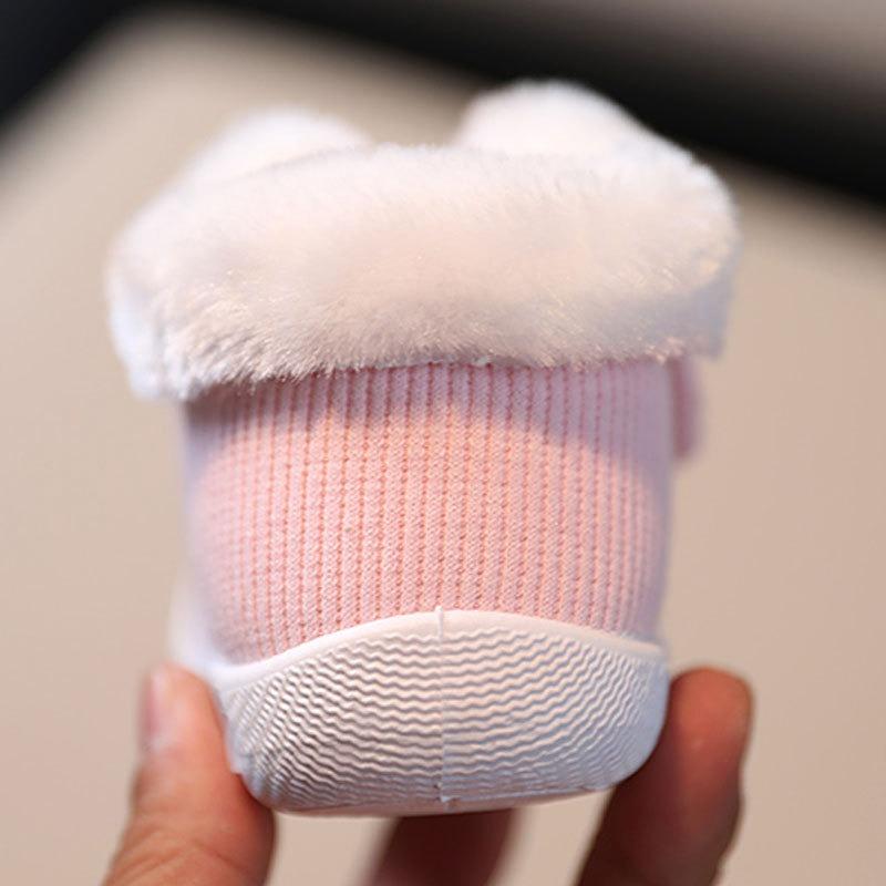 Baby Boots 0-2 Years Fleece-Lined Warm Infant Shoes with Soft Soles for Boys & Girls Cute Casual Shoes for Kids