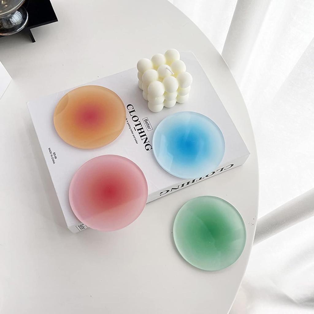 Drink Coasters Colorful Acrylic Coaster Set 4 Pcs, 3.8 Inch Round Non-Slip Table Coaster Coasters for Coffee Table Desktop Protection