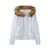 Y2K Fur Lined Jacket Vintage Women's Hooded Coat with Faux Fur Trim and Ribbed Cuffs Casual Short Jacket