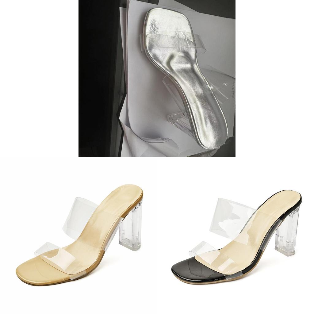 Transparent Water Crystalaccented Flat Sandals For Adult Women Summer Casual Wear