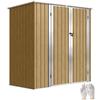 Outdoor Metal Garden Shed 1.37 M² 163x89x163 Cm with Sloped Roof, Doors with Latch and Gloves Brown