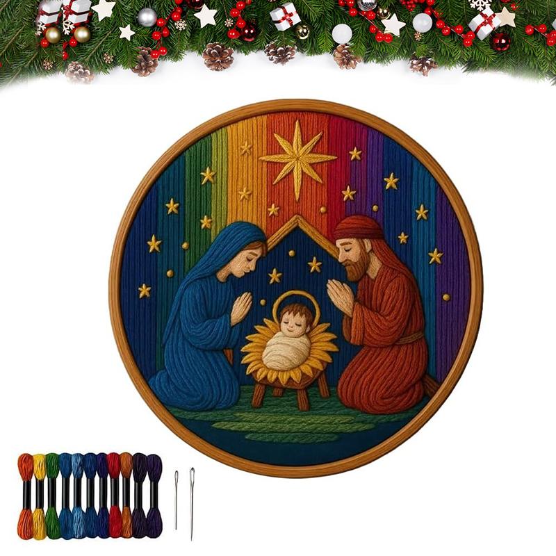 DIY Julkrubba Broderisats – Brodera Den Heliga Berättelsen, Jul DIY Broderidockset, Komplett Julkrubba Kit