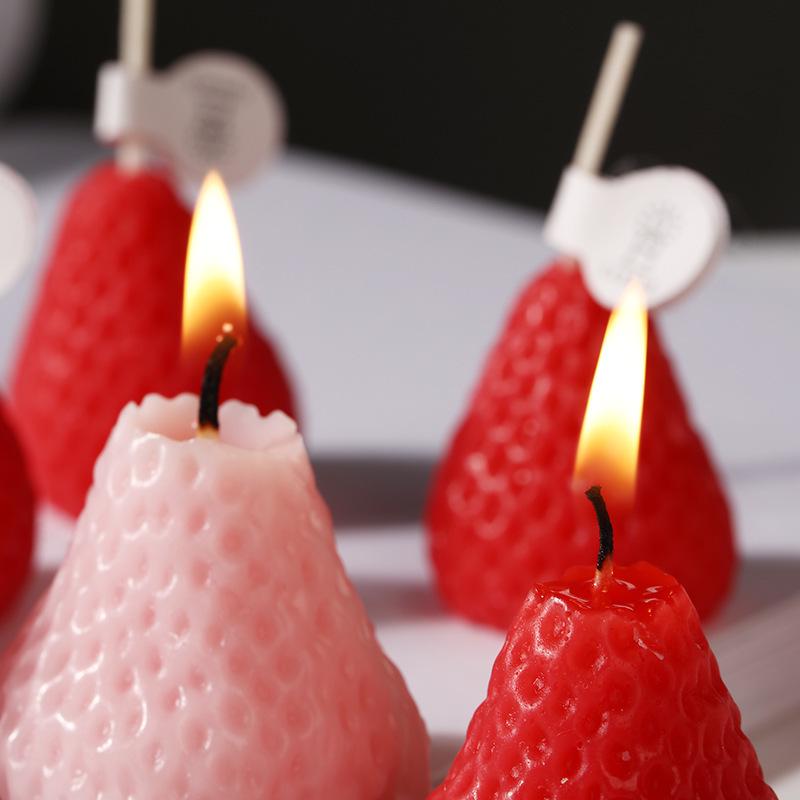 Small Strawberry Ornaments: Creative Fruit Wax Candles for Party Dessert Table & Photogenic Props