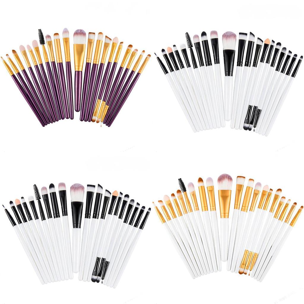 Makeup Brush Set 20pcs Synthetic Fiber Long Handle With Transparent Pouch For Daily Beauty Routine