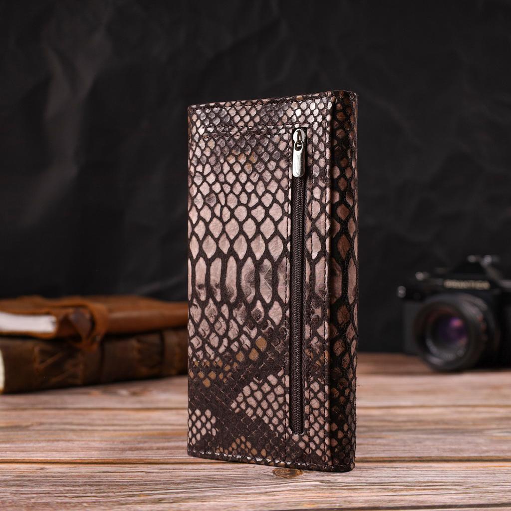 Ultra-stylish Women's Wallet Made of Textured Genuine Leather with Snake Embossing CANPELLINI 21713 Multicolored