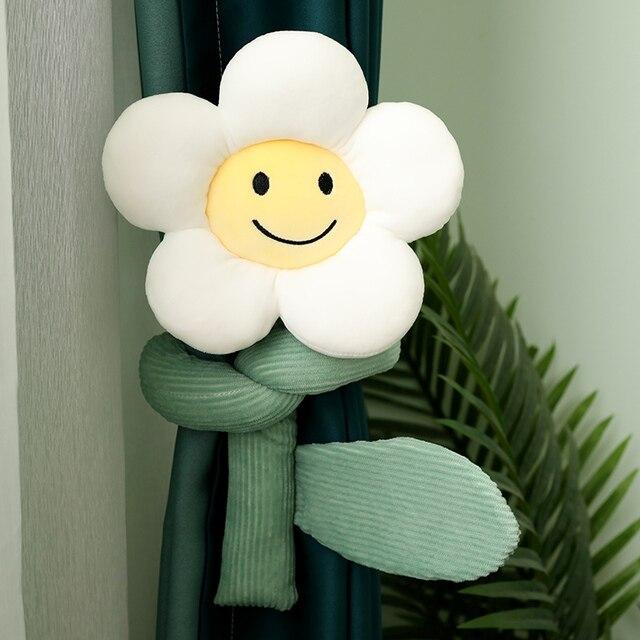 1 stk 95 cm solsikke plysjleker Kawaii Gardinknapp Plysjrom Dekorative planter Dukker Utstoppede Mykt Smil Blomster Multifunksjon