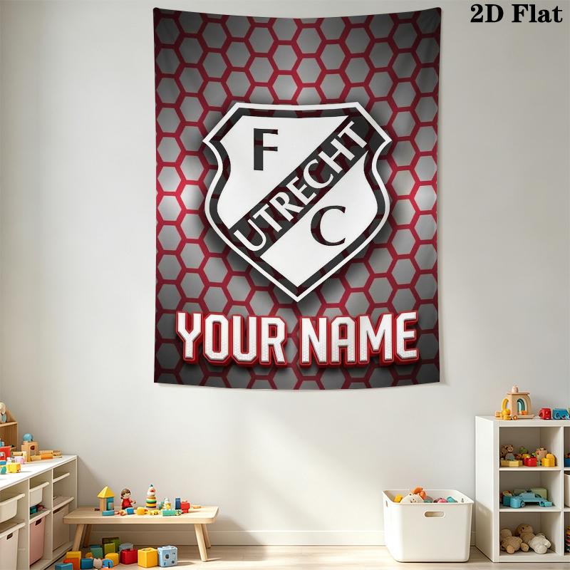 Custom Name FC Utrecht Wall Tapestry Aesthetic Wall Hanging Printed Fabric Blanket Decorative Tapestries for Bedroom Living Room Home Decor
