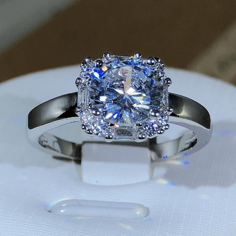 

Оригинальные обручальные кольца с четырьмя когтями для женщин, квадратные кольца AAAAA с большим белым цирконием, ювелирные изделия 8