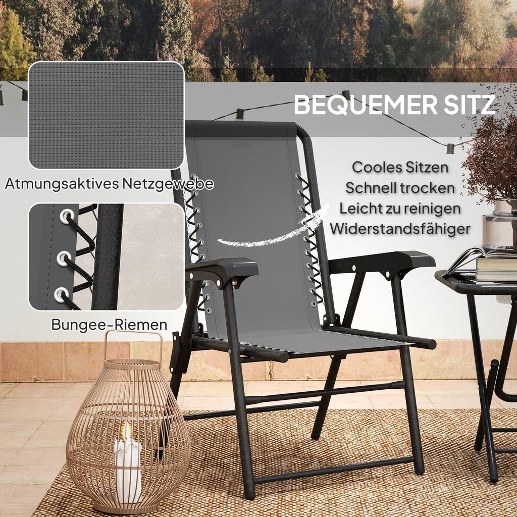 Three-Piece Garden Table and Chair Set - Dark Grey