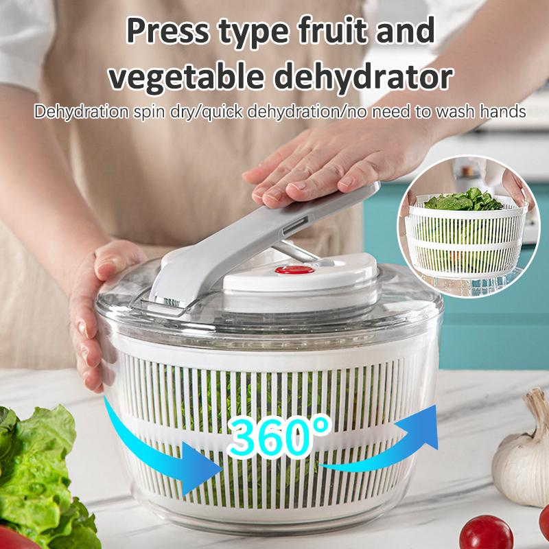 Household Salad Dryer Salad Spinner Vegetable Dehydrator Multi-Function Absorbent Basket Manual Vegetable Dryer Kitchen