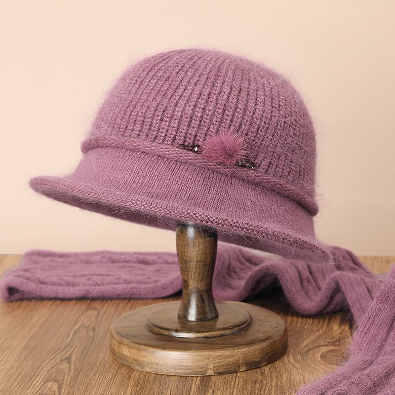 Mom hat female autumn and winter all-match old man old lady knitted hat rabbit fur warm grandma wool hat