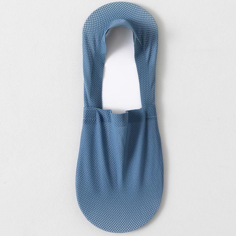 Men's Summer Breathable Mesh No-Show Socks: Ice Silk, Non-Slip, Sweat-Absorbent, Cotton Bottom, No Heel Drop