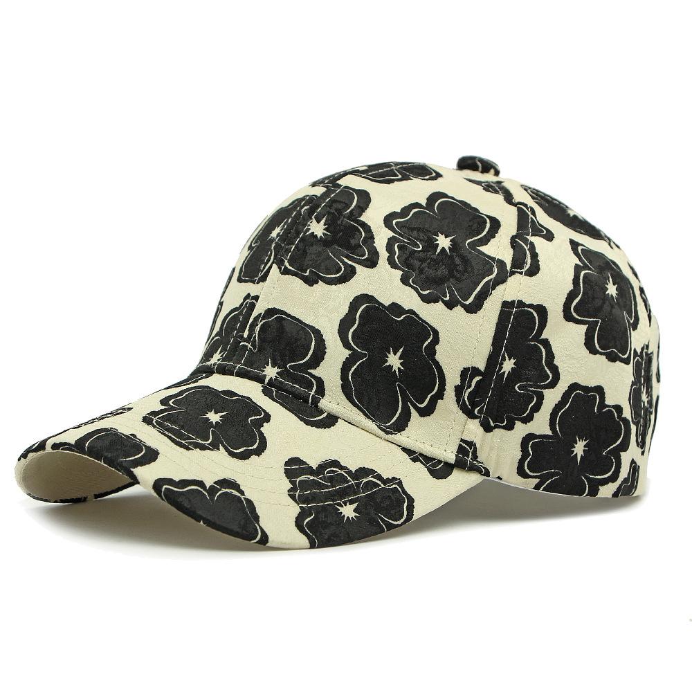 

Бейсболка с цветочным принтом, женская уличная кепка для защиты от солнца бежевый