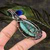 Natural Amazonite, Moonstone Gemstone Copper Wire Wrap Pendant 3.31" i2h52