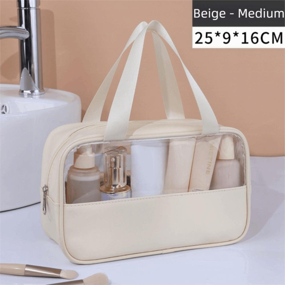 Portable Large Capacity Cosmetic Bag See-Through Zipper Clear Makeup Bag Bath Bag Travel