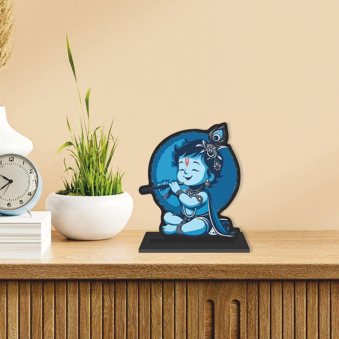 CVANU Wooden Idols & Figurine Table Top Little Krishna Decorative Item Religious Showpiece