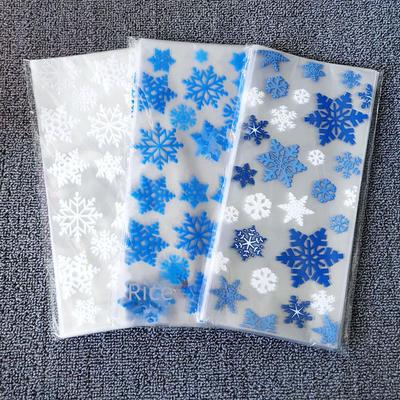 Bolsa de bolsillo plana de polipropileno transparente para galletas y dulces navideños