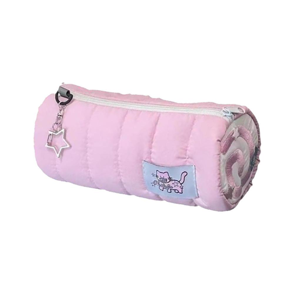 Fish Cat Pattern Pink Pen Case Large Capacity Stationery Organizer For Girls