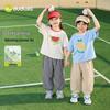 Kids' Summer Short Sleeve T-Shirt & Plaid Anti-Mosquito Pants Set