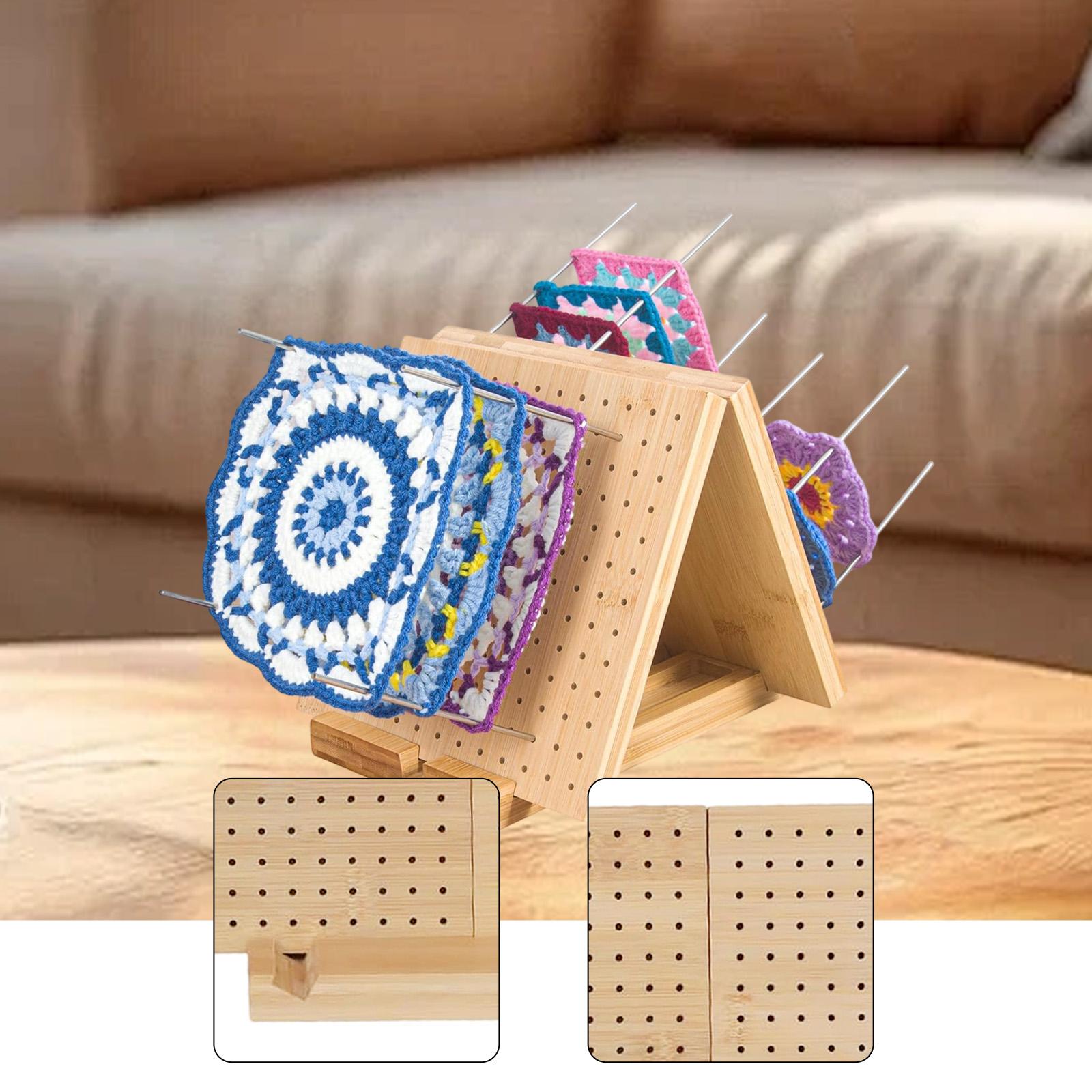 Crochet Blocking Board 13 Inchx13 inch Square Wooden Knitting Board for Enthusiasts Excellent Gift for Granny Squares Lovers