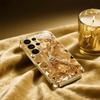 Gold-plated Tempered Glass Phone Case, Compatible Galaxy S26 S25 S24 S23 S22 Ultra Plus. Features Elegant Exquisite Engraving.