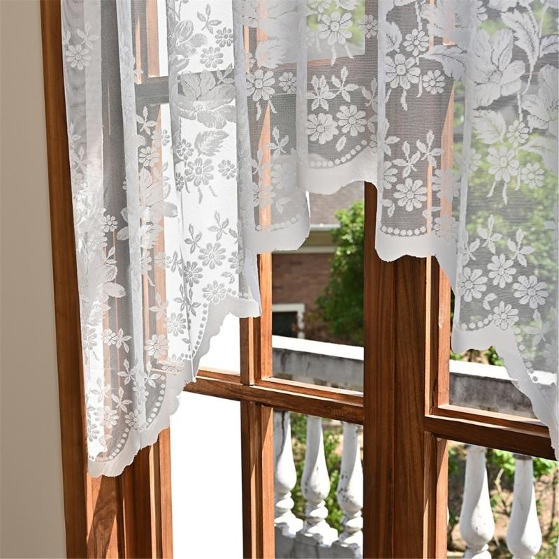 Half Sheer Lace Curtain With Florals Styles Window Dressing Solution Soft Filtering Home Decoration