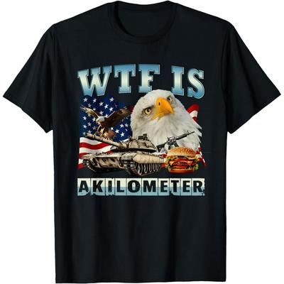 WTF Ist Ein Kilometer Adler Abzeichen American Signature Burger T-Shirt, Unisex T-Shirt