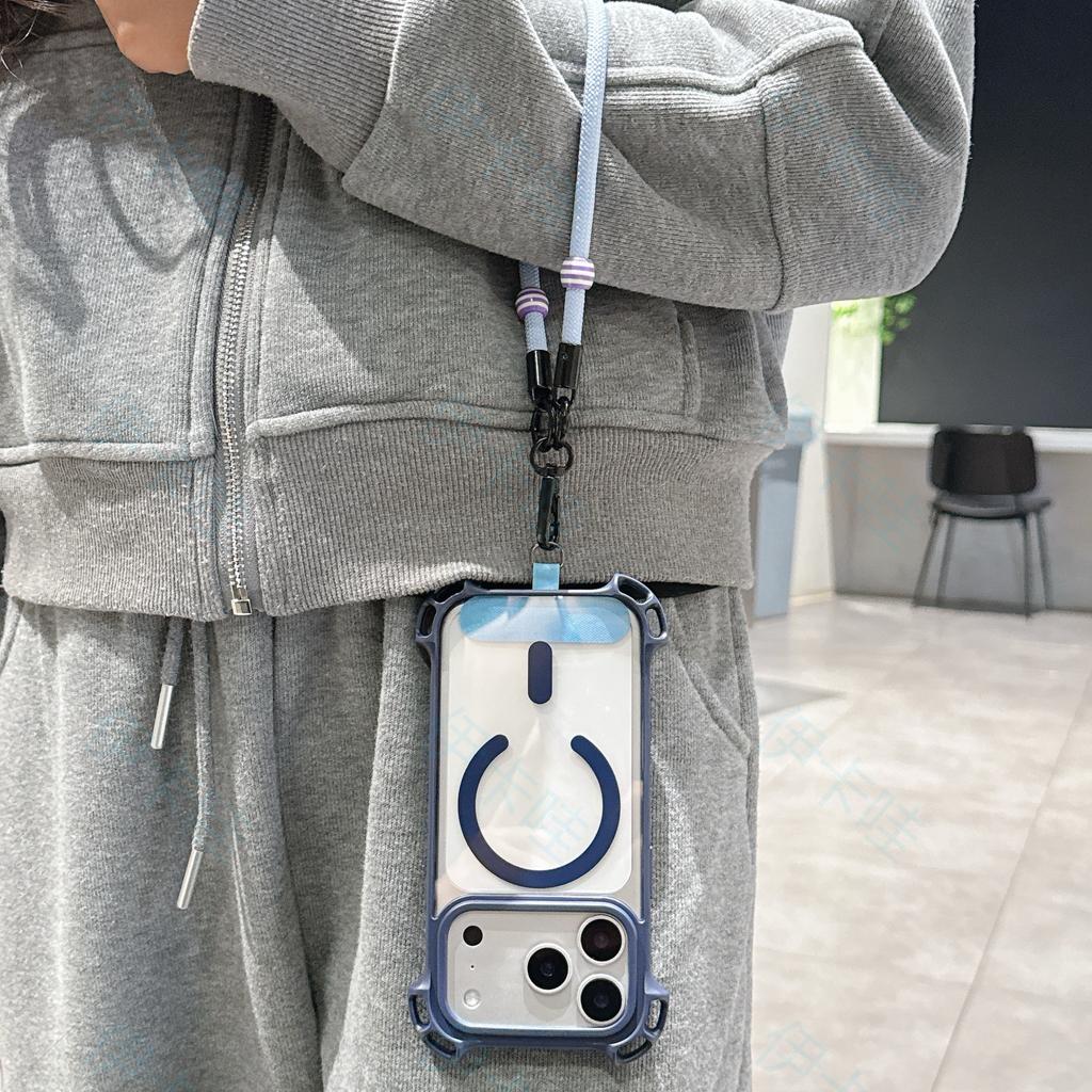 Vier-Ecken Anti-Drop Handy-Lanyard-Hülle Geeignet für iPhone 17 Pro Max Magnetisch 16 Plus Handgelenk Kurzes Lanyard 15 14 13 Pro Air