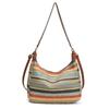 Summer new fashion contrasting color striped bag women's niche design woven bag large capacity shoulder dumpling bag