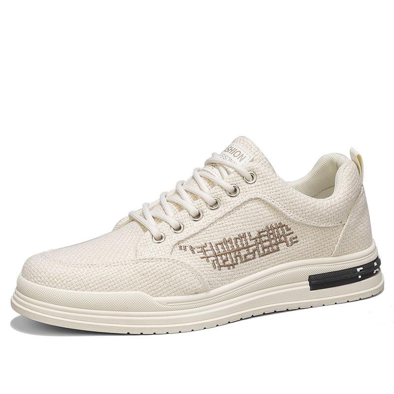 Youth Dexun flat-bottomed sports board shoes spring new linen surface breathable and comfortable daily versatile casual shoes