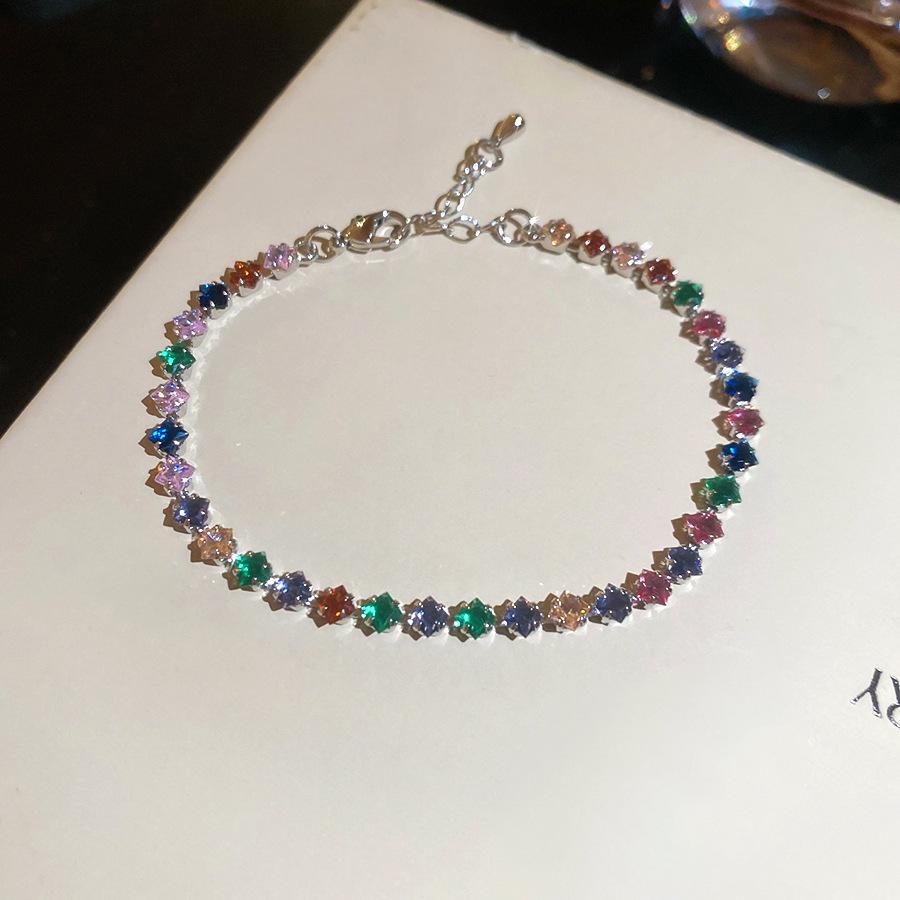 Französisches Zirkonia-Zuckerwürfel-Armband - Elegantes Light-Luxury-Armband für frische, einfache Mode