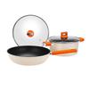 Deselangjin Orange Feineisen Wok & Suppentopf Set