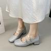 Fashion 2025 New Mary Jane Shoes Heightened Retro Single Shoes Xia Square Toe Shallow Mouth Season One-word  Shoes Women