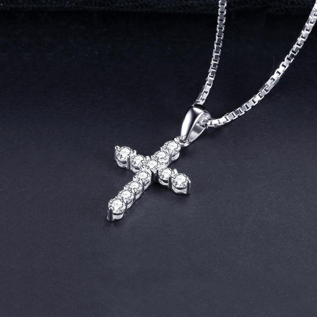 JewelryPalace Cross Sideway 925 Silver Cubic Zirconia Pendant Necklace for Women Yellow Gold Rose Gold Plated No Chain