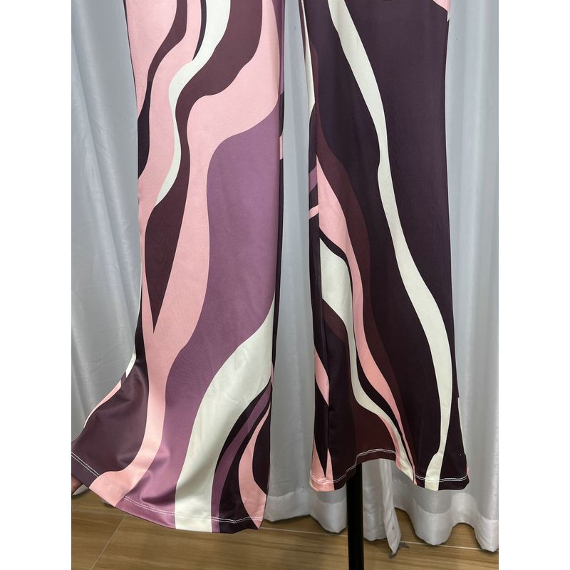 Cider Fashion Style Pop Geometric Pattern High Waist Slimming Flared Pants Mop Pants Trendy Women's Pants