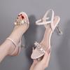 Comemore Vintage Rivet Sandals for Women's New Summer Belt Buckle High Heel Roman Sandales Femme Square Toe Sexy Sandalias Mujer