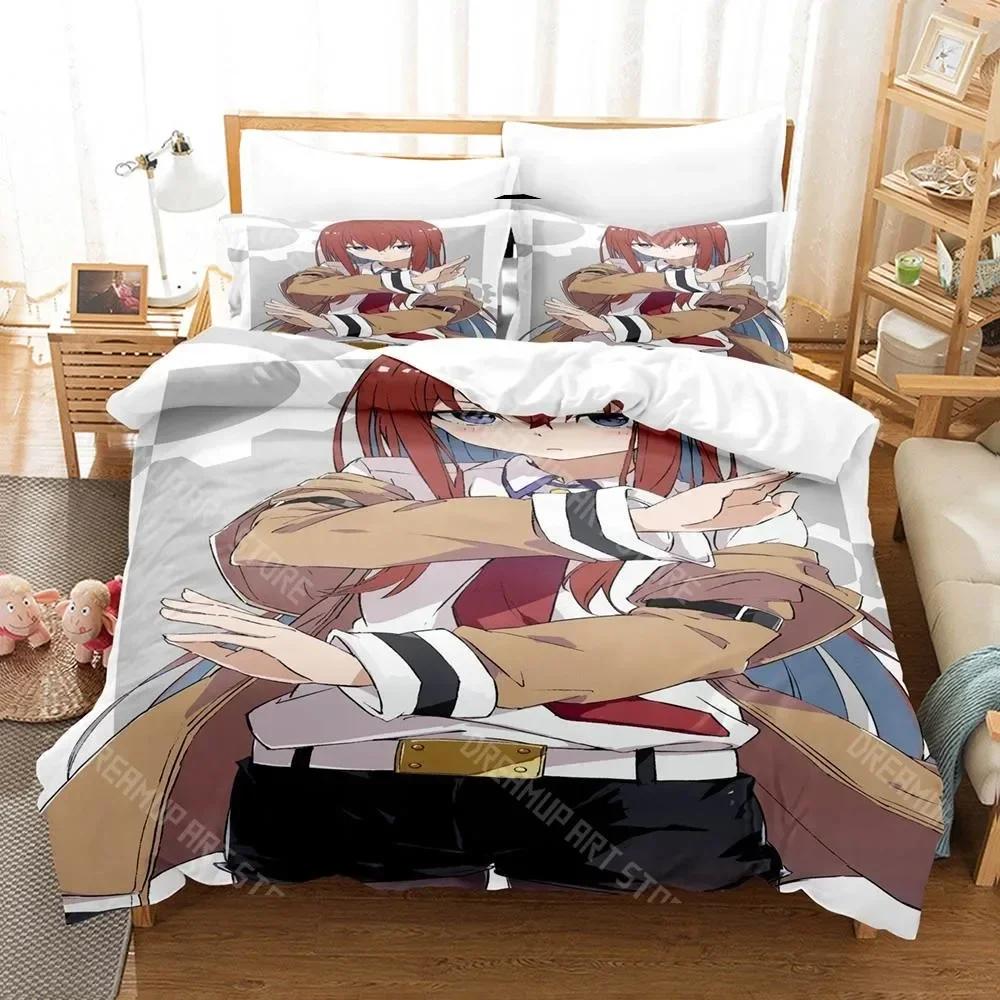 Kawaii Steins Gate Bedding Set Single Twin Full Queen King Size Bed Set Aldult Kid Bedroom 3D Anime Bed Sheet Set