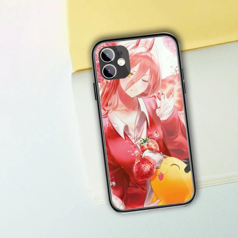 Cartoon Anime Chainsaw Man Phone Case For IPhone 13 12 11 XS X 8 7 6 Plus Mini Pro Max SE 2022 Black PC TPU Glass Phone Cover