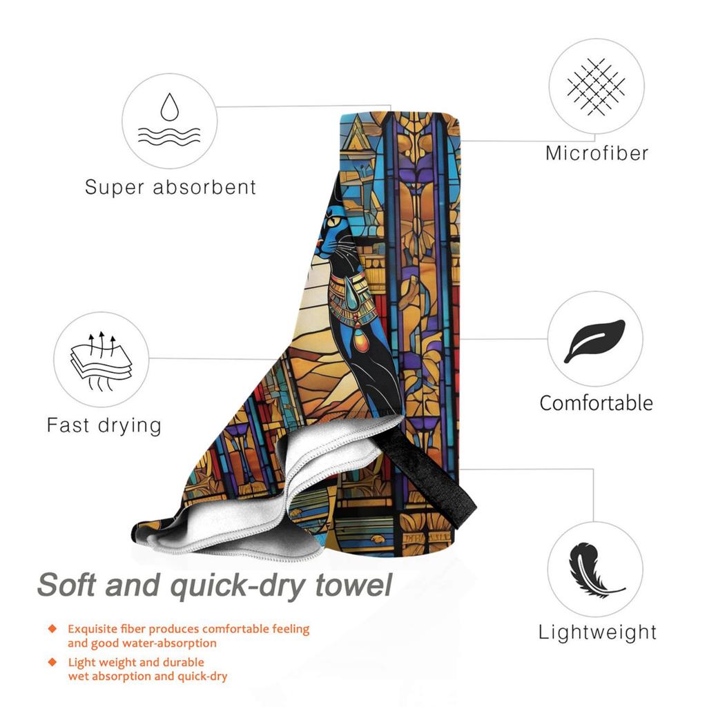 Egyptian Cat. Beach Towel Soft Microfiber Quick Dry Absorbent Quick Towels For Pool