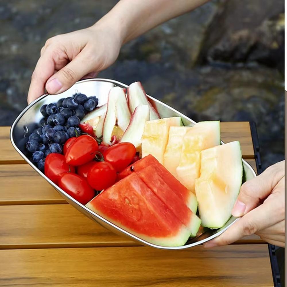 

Unbreakable Snack Plate Fall-resistant Barbecue Plate Durable Salad Tray Restaurant срібний