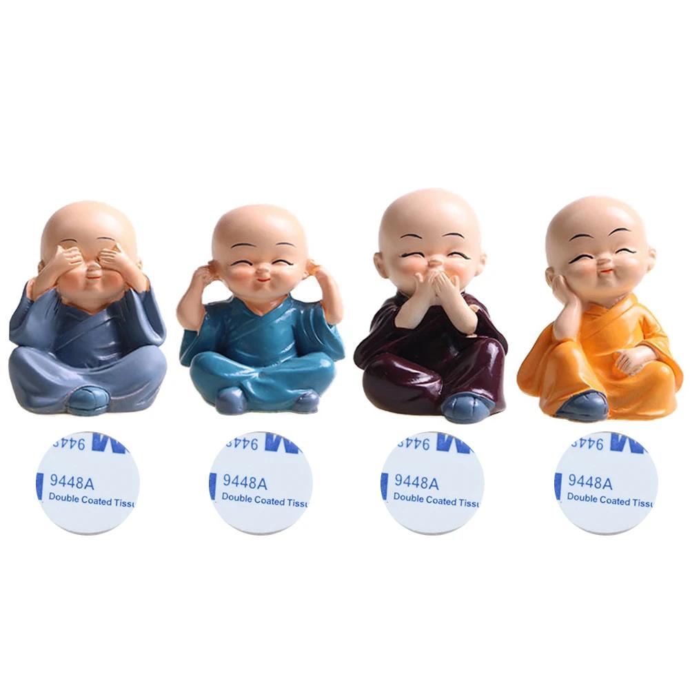 

Автомобильные буддийские статуэтки маленьких монахов из смолы, статуэтка Будды, скульптура, ручная работа, миниатюры, поделки для комнаты, подарки, украшение для дома и офиса