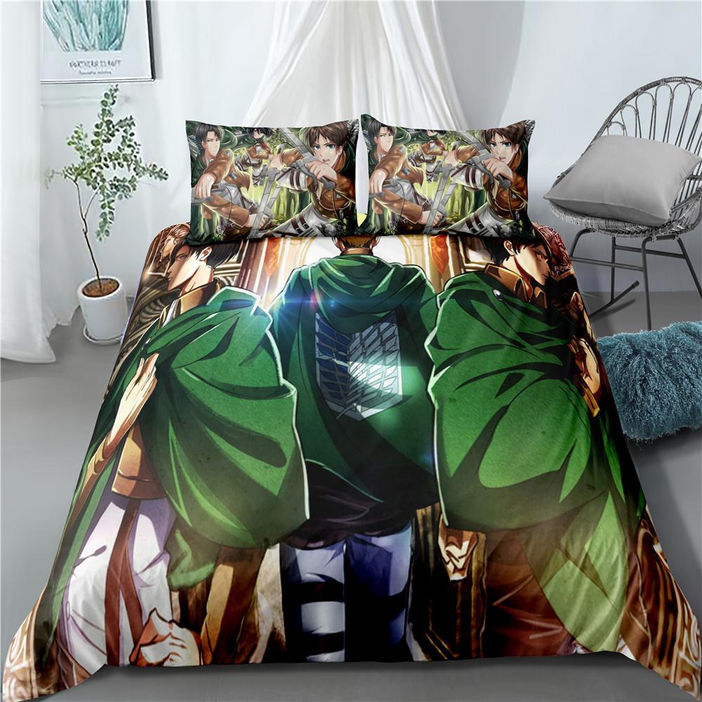 Moda Anime Attack on Titan Tessile per la Casa Federa 3D Biancheria da Letto Piumoni per Bambini Set Biancheria da Letto per Tessili per la Casa