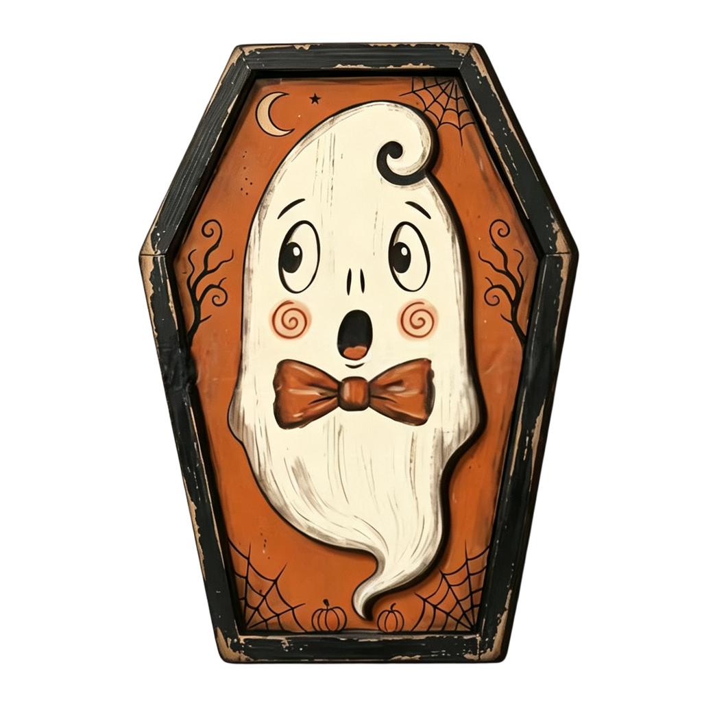 Halloween Double Layer 3D Wooden Sign Single Sided Printed Tabletop Decoration for Holiday Home Decor