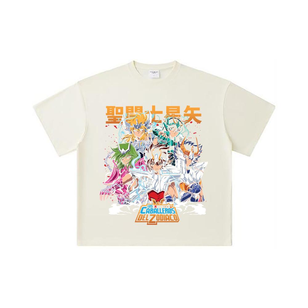 260 GSM Double Yarn 32 Count 100% Cotton Saint Seiya V1 Print Unisex Heavy Cotton T Shirt