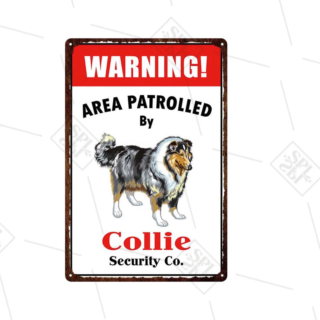 Akita Corgi Dog Breed Metal Sign Beware Of The Dog Warning Sign Pet Shop Wall Decoration Family Doorplate Vintage Tin Plaque