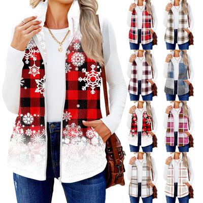 Colete Jaqueta Cardigan de Lã Feminino Xadrez Fashion e Quente