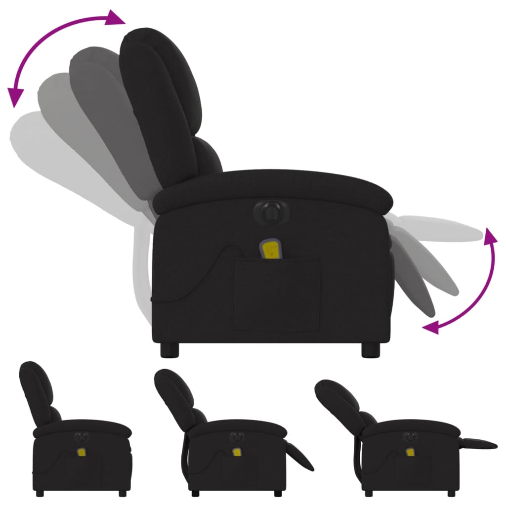 Vidaxl Foldable Massage Armchair, Electric, Black, Fabric