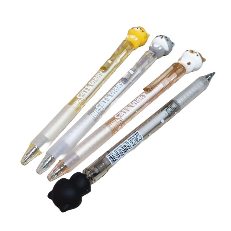 Cute Cat Ballpoint Fine Indigo Set of Stylish Cat Animal Cute Easy to Write Birthday Student Gift for School Celebration Gift Pen, 0.5mm Line,