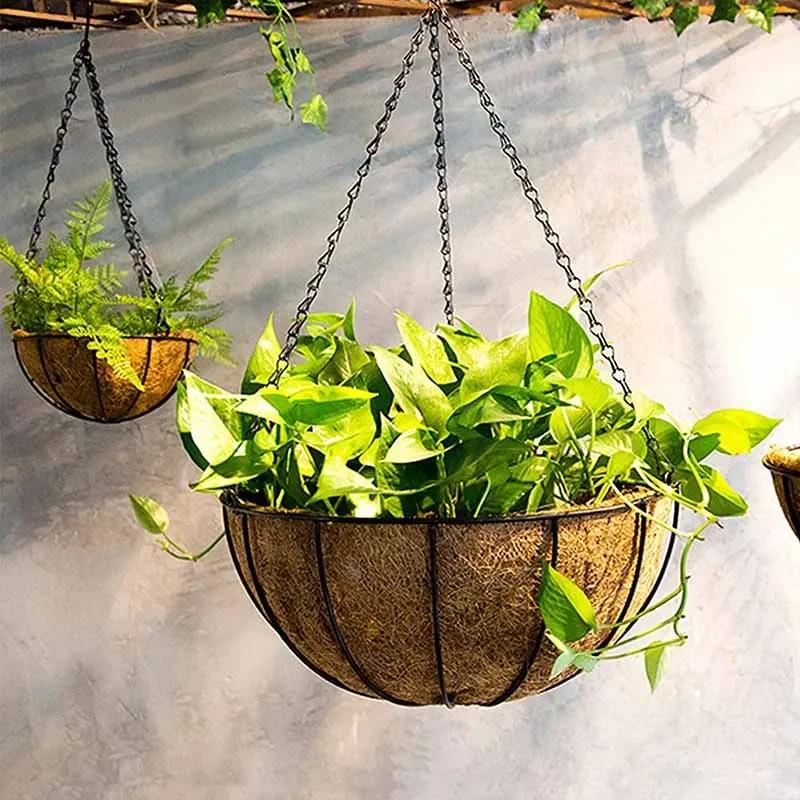 8/10 inch rotund sârmă plante suport metalic agățat coș pentru plante flori grădină ghiveci plantatoare ghivece pentru acasă balcon decorare