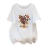 Women's Plus Size Loose Mid-Length Belly Covering Short-Sleeved Round Neck T-Shirt (Sizes 200/300/350 jin)